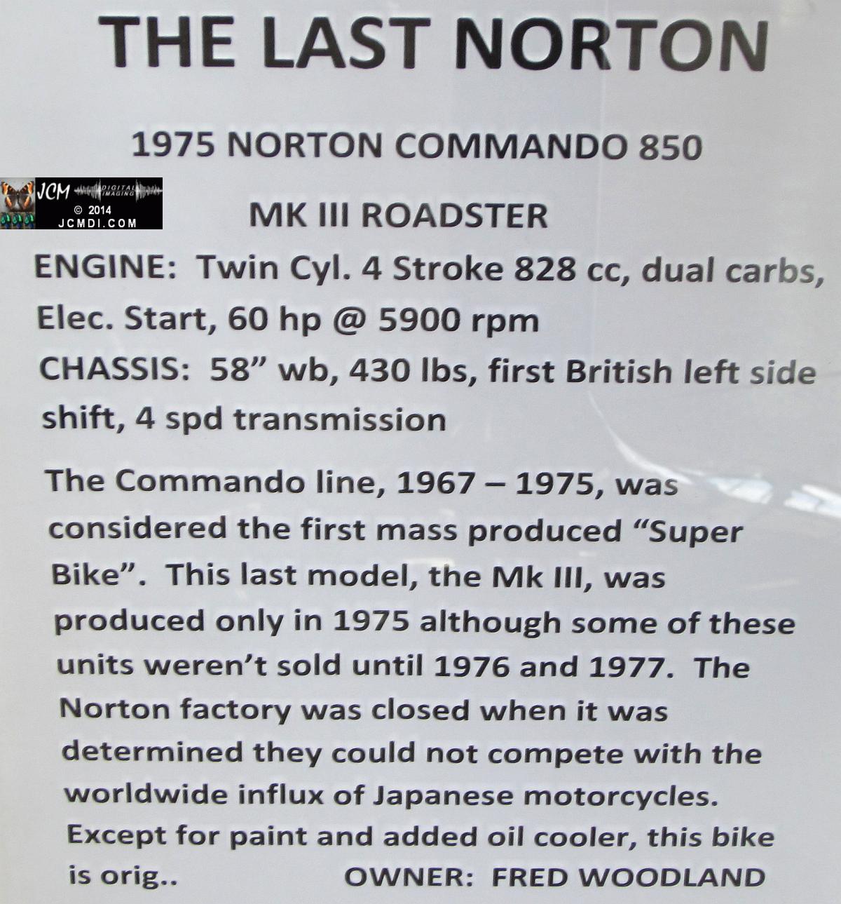Estrella Warbird Museum Paso Robles 1975 Norton Commando 850 Motorcycle